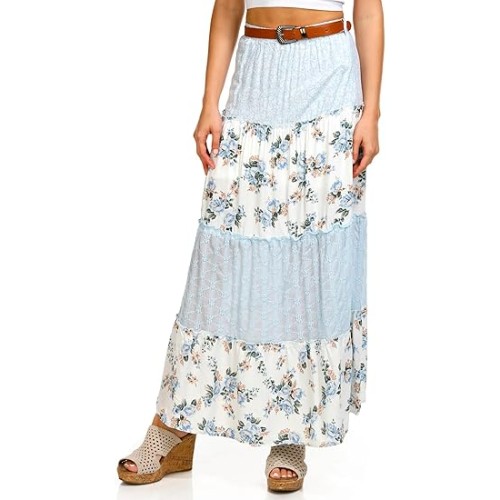 No-Comment-Juniors-Tiered-Floral-Belted-Maxi-Skirt